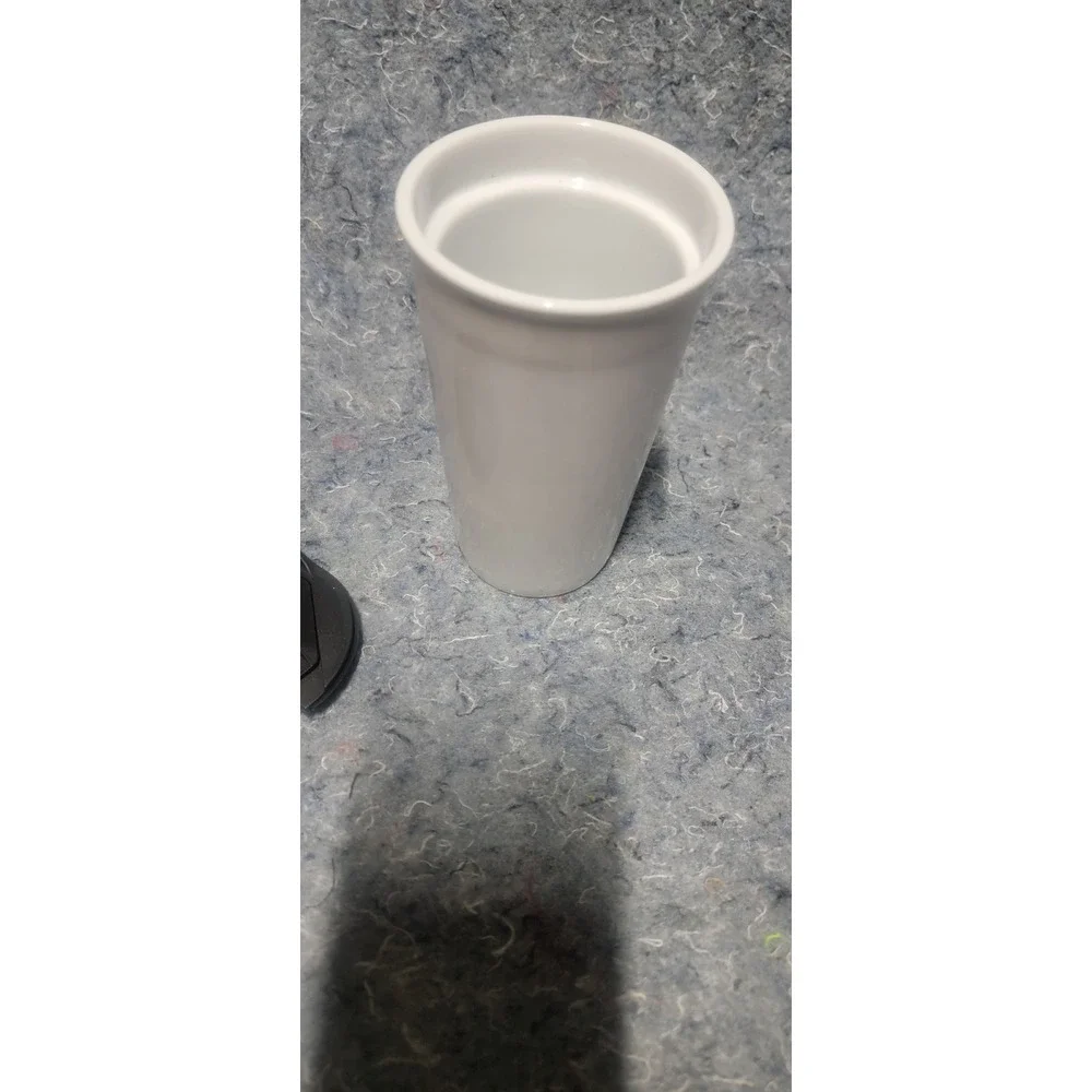 Starbucks‎ White Green Logo Ceramic Travel Tumbler with Side Lid 10oz